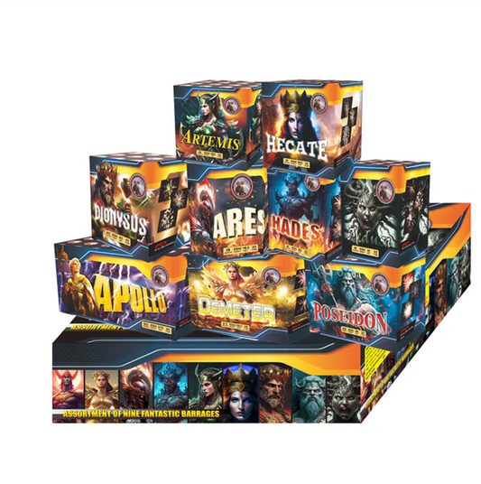 War Of The Gods - Barrage Pack by Caractacus Potts at bestfireworks.uk