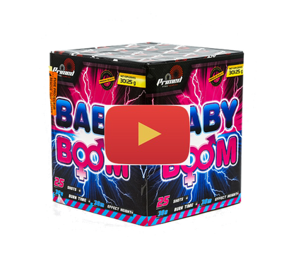 A 25 shot gender reveal firework firing blue peony, blue strobe and blue glitter along with a blue mine lift, the packaging does not reveal whether it is a blue or pink version only the retailer knows and will advise you...