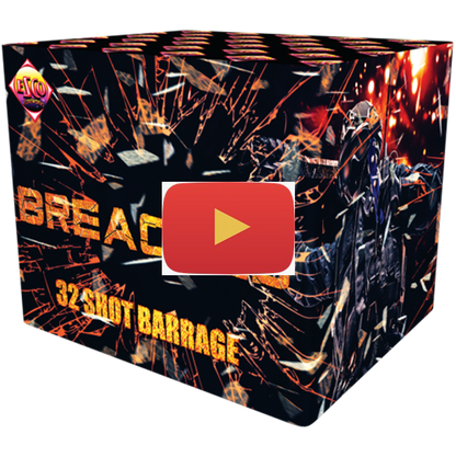 32 shot aerial barrage firework firing straight and fanned with stunning effects