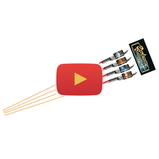 video of 2 packs of firework rockets being reviewed and fired