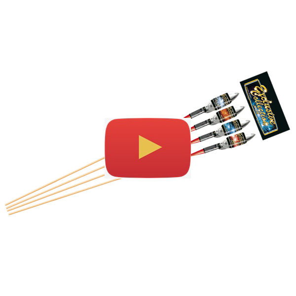 video of 2 packs of firework rockets being reviewed and fired