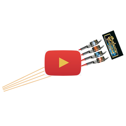 video of 2 packs of firework rockets being reviewed and fired