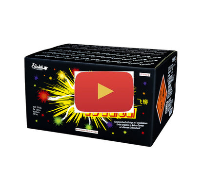 Video of An 80 shot extremely unique new firework from Funke, thick golden tails up to a crossette burst and multicolour go getter comets.