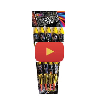 Video of 9x firework rockets rising into the air and exploding