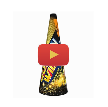 Video of A stunning large conic fountain producing a deep golden spray alongside beautiful vivid blue stars.