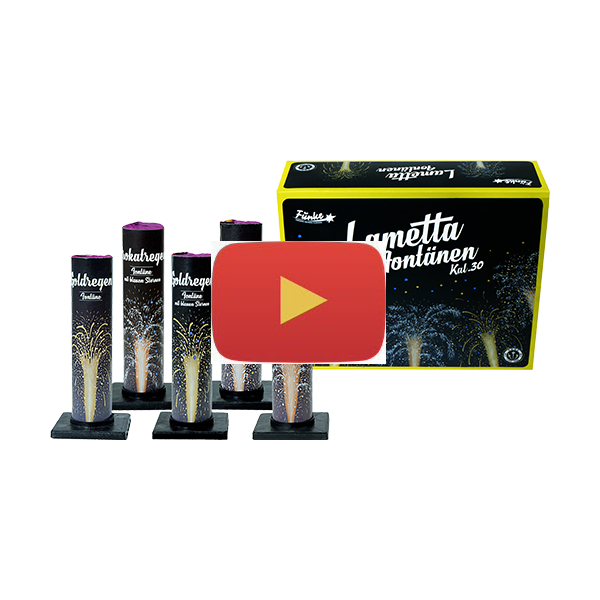 Video of Firework set with 'Lametta Fontäinen' packaging on a white background