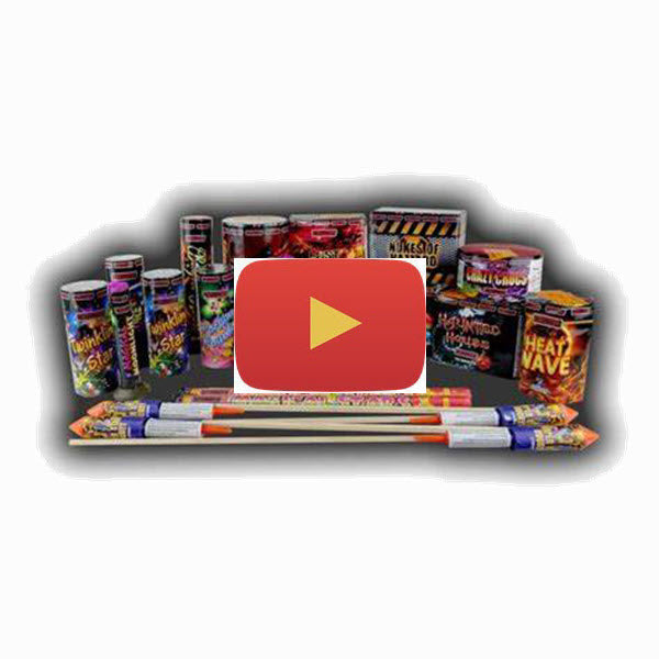 Video of A huge selection of 24 premium quality fireworks designed for the perfect family garden firework display, award winning quality with each piece. Containing fountains, barrages, wheels and roman candles.