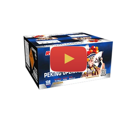 Video of the 138 shot aerial compound barrage firework firing into the sky with large, colourful and loud bursts.