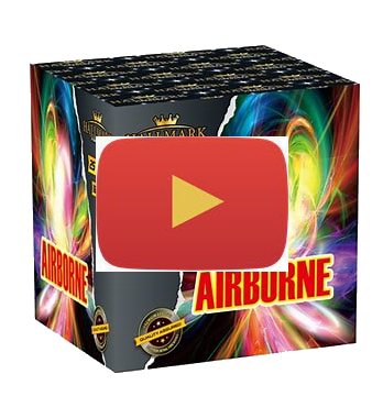 25 shot aerial barrage producing loud bangs, crackles and coloured bursts