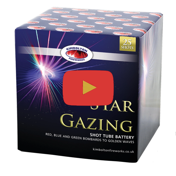 A stunning small cake producing giant dark gold willow bursts alternating with blue, red and green stars, absolutely stunning and powerful.